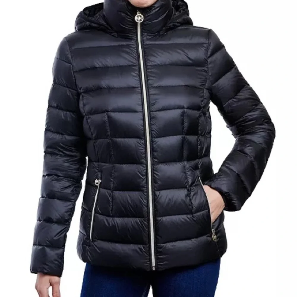 Michael Kors Women's Hooded Packable Down Shine Puffer Coat Size Small New_4